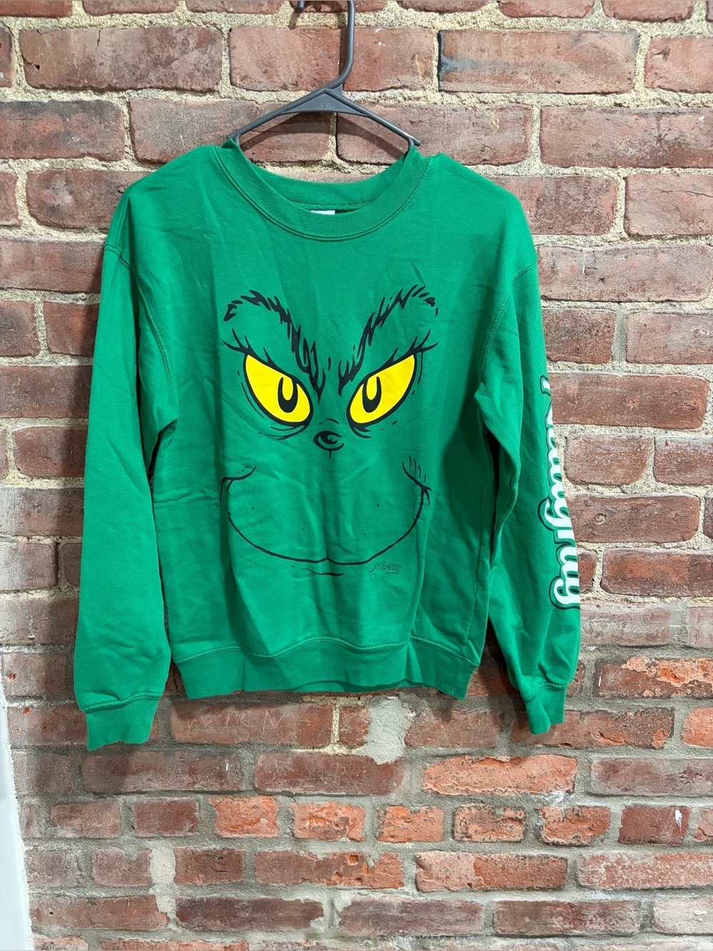 Dr. Seuss Green Grinch Face Crewneck Sweatshirt size women’s XS